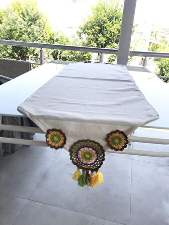 El Örgüsü Renklerin Aşkı Mandala Kahverengi Sarı Yeşil