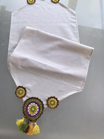 El Örgüsü Renklerin Aşkı Mandala Kahverengi Sarı Yeşil