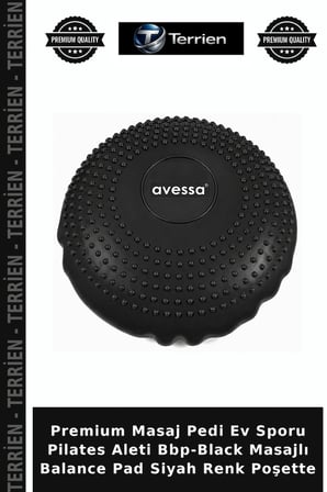 Premium Masaj Pedi Ev Sporu Pilates Aleti Bbp-Black Masajlı Balance Pad Siyah Renk Poşette