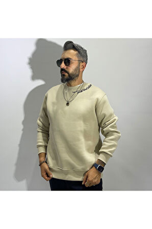 Sırtı Nakış İşlemeli Erkek Oversize Sweatshirt