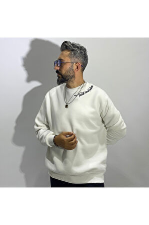 Sırtı Nakış İşlemeli Erkek Oversize Sweatshirt