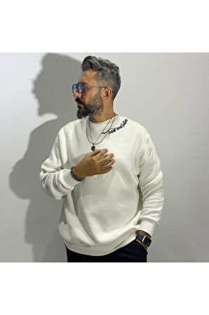 Sırtı Nakış İşlemeli Erkek Oversize Sweatshirt