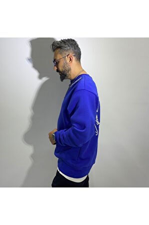 Sırtı Nakış İşlemeli Erkek Oversize Sweatshirt