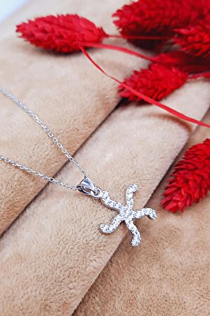 925 Ayar Gümüş Zirkon Taşlı Deniz Yıldızı Kolye