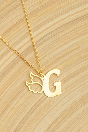 925 Ayar Gümüş Melek Kanadı Harf Kolye