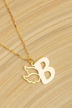 925 Ayar Gümüş Melek Kanadı Harf Kolye