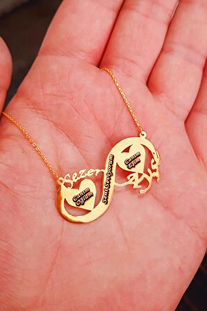Isimli Ve Kalpli Sonsuzluk Kadın Gümüş Kolye