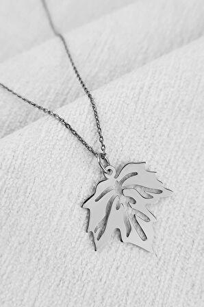Çınar Yaprağı Gümüş Kolye