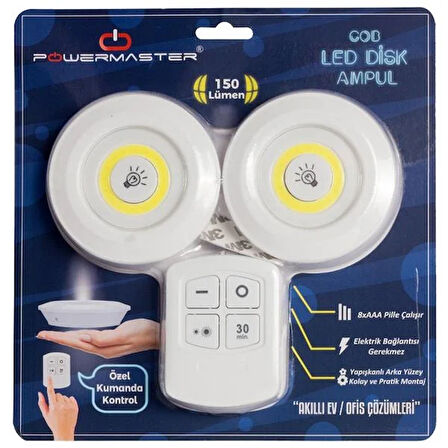 150 LÜMEN COB LED YUVARLAK BEYAZ KUMANDALI ÇİFT AMPÜL