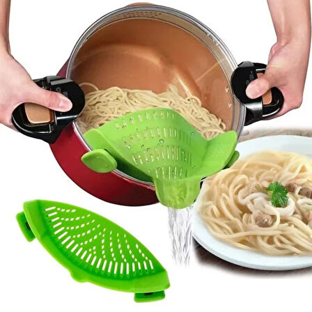 SN-20522 KLİPSLİ SİLİKON TENCERE MAKARNA NOODLE SÜZGECİ ÇOK AMAÇLI