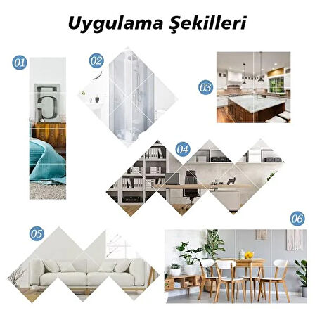 SN-24977 30X30CM KENDİNDEN YAPIŞKANLI ESNEK PVC DUVAR AYNASI PANEL STİCKER ÇIKARTMA