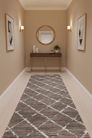 Kaymaz Tabanlı Kesme  Salon Koridor Mutfak Yatak Odası Halısı 3001 KAHVERENGİ