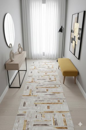 Kaymaz Tabanlı Kesme  Salon Koridor Mutfak Yatak Odası Halısı 3005 BEJ