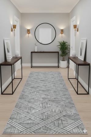 Kaymaz Tabanlı Kesme  Salon Koridor Mutfak Yatak Odası Halısı 3008 GRİ