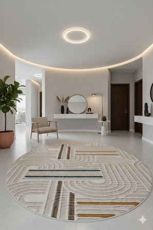 Kaymaz Tabanlı Kesme  Salon Koridor Mutfak Yatak Odası Halısı 3012 BEJ