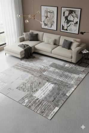 Kaymaz Tabanlı Kesme  Salon Koridor Mutfak Yatak Odası Halısı 3019 KAHVE