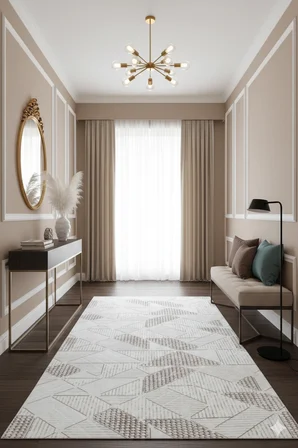 Kaymaz Tabanlı Kesme  Salon Koridor Mutfak Yatak Odası Halısı 3023 KAHVE