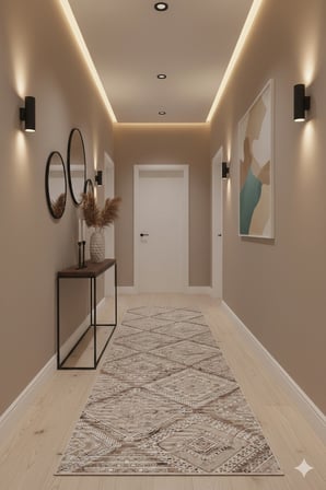 Kaymaz Tabanlı Kesme  Salon Koridor Mutfak Yatak Odası Halısı 30985 KAHVERENGİ