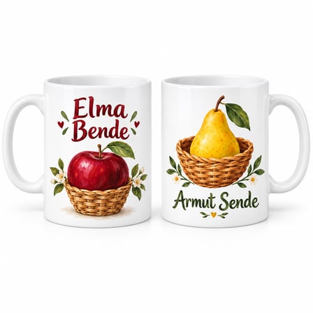 SHNSTORE Aynı Sepet 2'li Porselen Kupa Seti - MODEL 503 SHN0720