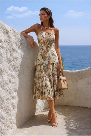 SHNSTORE Kadın Şık Elbise Kalp Yaka · Renk: Çok Renkli · Beden: M SHN0720