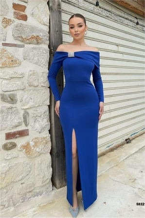 SHNSTORE Esnek Elbise Taş Abiye Straplez Krep Detaylı Kumaş · Renk: Mor · Beden: XL SHN0720