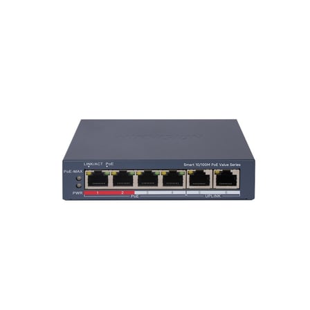 HIKVISION DS-3E1106P-EI/M 4 PORT 10/100 + 2 PORT 10/100 UPLINK 45W 300 METRE POE CLOUD YÖNETİLEBİLİR SWITCH SHN0720