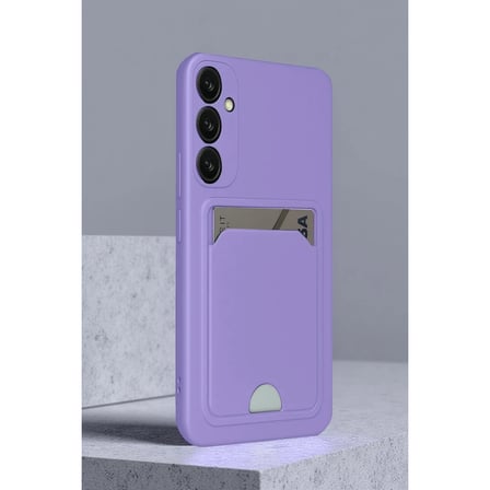 SHNSTORE Samsung Galaxy S24 FE Kılıf Kelvin Kartvizitli Silikon - Lila SHN0720