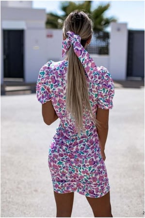 SHNSTORE V Elbise Kollu Kısa Mini Yaka Büzgülü · Renk: Beyaz · Beden: L SHN0720