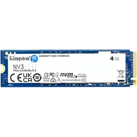 Kingston 4 TB KINGSTON NV3 M.2 NVME PCIE GEN4 6000/4000MBS SNV3S/4000G SHN0720