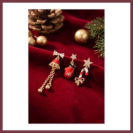 SHNSTORE Christmas Koleksiyonu Zirkon Taşlı Yılbaşı Küpe SHN0720