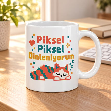 SHNSTORE Piksel Molası Tasarımlı Porselen Kupa - MODEL 460 SHN0720