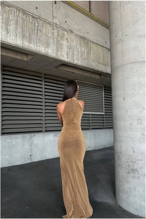 SHNSTORE Bisiklet Kesim Abiye Yaka Balık Elbise Yırtmaçlı · Renk: Zümrüt · Beden: M SHN0720