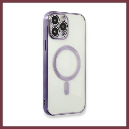SHNSTORE iPhone 13 Pro Max Kılıf Magneticsafe Lazer Silikon - Mor SHN0720