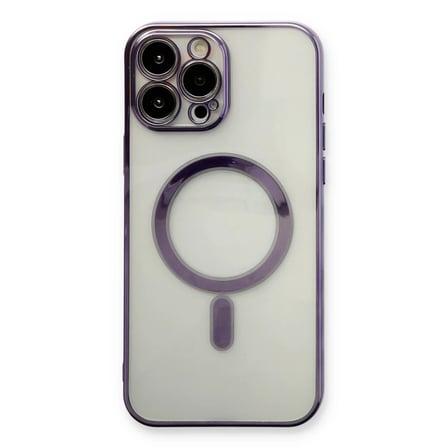 SHNSTORE iPhone 13 Pro Max Kılıf Magneticsafe Lazer Silikon - Mor SHN0720