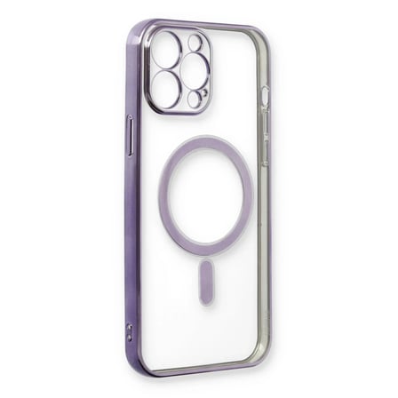 SHNSTORE iPhone 13 Pro Max Kılıf Magneticsafe Lazer Silikon - Mor SHN0720