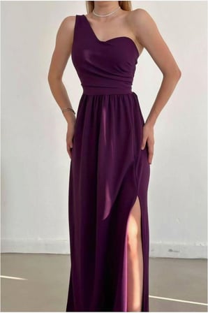 SHNSTORE Saten Elbise Omuz Abiye Tek Kumaş · Renk: Kırmızı · Beden: M SHN0720