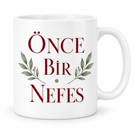 SHNSTORE Önce Bir Nefes Tasarımlı Porselen Kupa - MODEL 476 SHN0720
