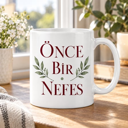 SHNSTORE Önce Bir Nefes Tasarımlı Porselen Kupa - MODEL 476 SHN0720