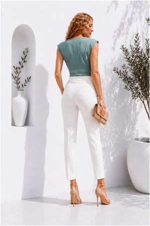 SHNSTORE Krep Elbise V Yaka Kumaş Vatkalı · Renk: Mint · Beden: S SHN0720