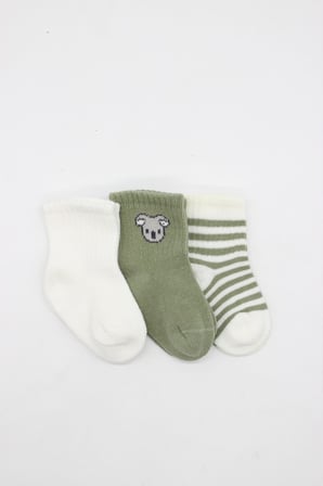 SHNSTORE Koala Boy 3'lü Penye Soket Çorap 10133 Ekru · Beden: 0-3 Ay · Renk: Ekru SHN0720