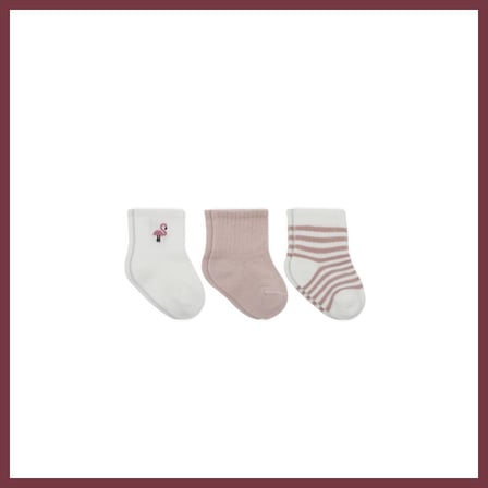 SHNSTORE Flamingo Girl 3'lü Penye Soket Çorap 10136 Gül Kurusu · Beden: 0-3 Ay · Renk: Gül Kurusu SHN0720