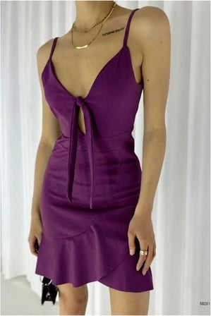 SHNSTORE Kadın Şık Yaka V Elbise · Renk: Zümrüt · Beden: M SHN0720