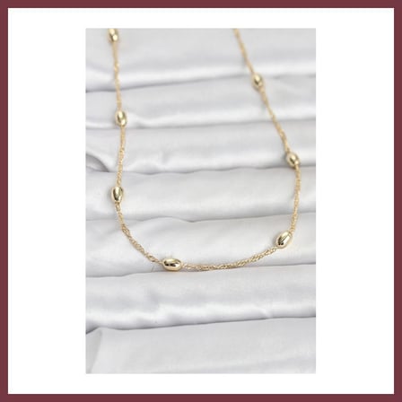 SHNSTORE CM 14K Gold Renk Topçuklu Burgu Zincir Model 60 cm Kadın Kolye SHN0720