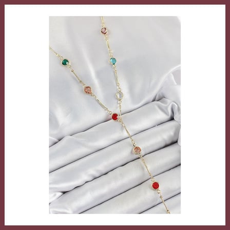 SHNSTORE Pirinç Asorti Model Gold Renk Zirkon Taşlı Y Kolye SHN0720