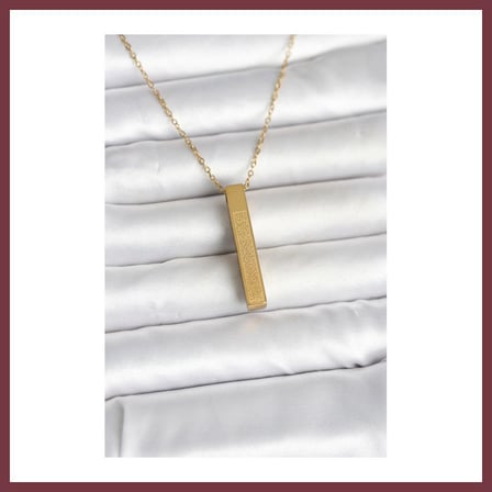 SHNSTORE 316L Çelik Gold Renk Ayetel Kürsi Yazılı Bar Çubuk Kolye SHN0720