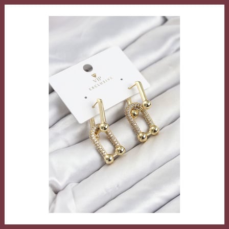 SHNSTORE Gold Renk VIP Seri Tifani Zirkon Taşlı Kadın Küpe SHN0720