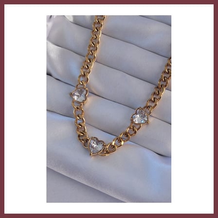 SHNSTORE 316L Çelik Gold Renk Zirkon Taşlı Kalp Model Zincir Kolye SHN0720