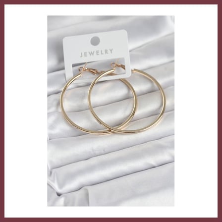 SHNSTORE Gold Renk Pirinç Köşeli Kenar Halka 54 mm Kadın Küpe SHN0720