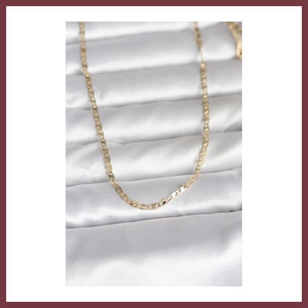 SHNSTORE CM 14K Gold Renk Yassı Zincir Model 60 cm Kadın Kolye SHN0720