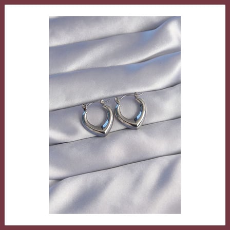 SHNSTORE 316L Çelik Gümüş Renk İçi Oval Tasarımlı Küpe SHN0720